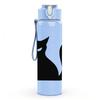 1PC Black Cat Silhouette 750ml Color Plastic Sports Water Bottle Leakproof Flip Straw Lid Suitable for Sports Office Home Use