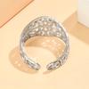 Elegant Retro Court-Style Floral Open Ring & 18K Gold-Plated Bracelet Set
