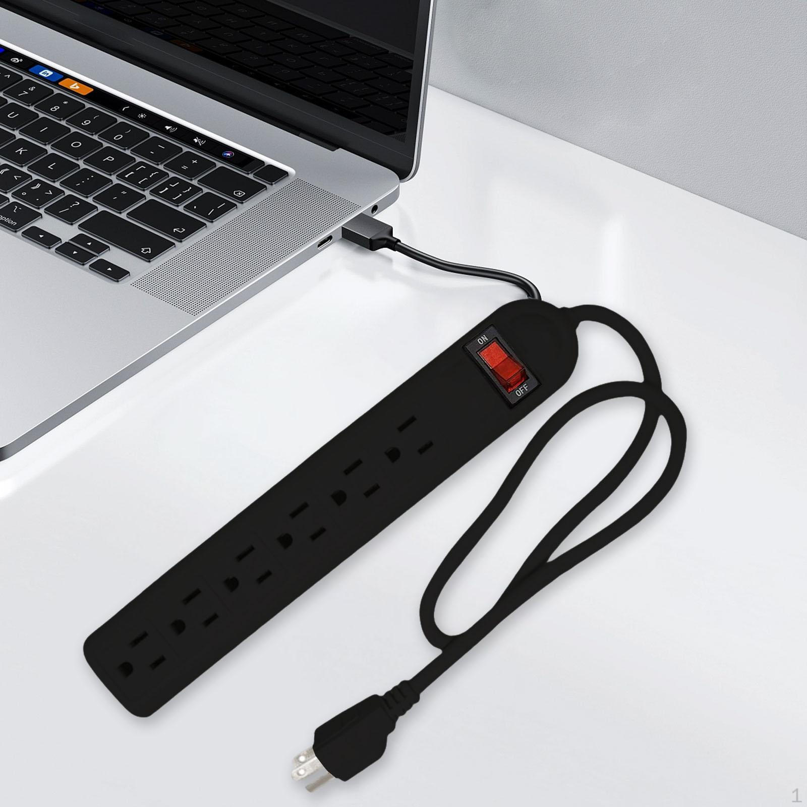 

6 Outlet Power Strip Overload Protection US Plug Versatile Compact Extension Cord Rectangle for