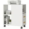Printer Stand Printer Table with Adjustable Shelf, Casters for Fax Scanner 60 X 30 X 65 Cm White
