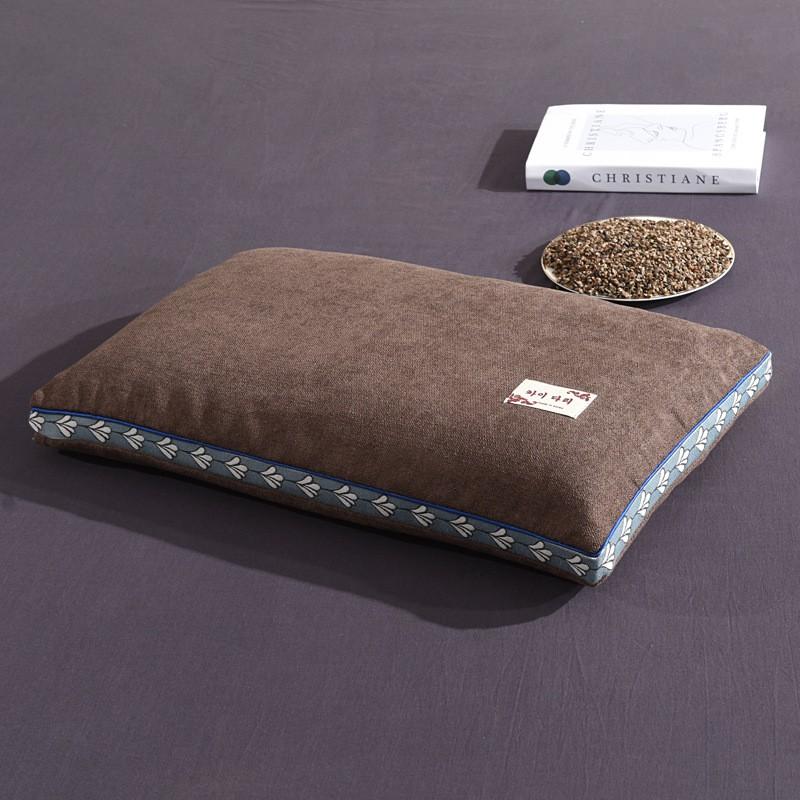 Buckwheat Hull Pillow Neck Support Sleep Aid Adult Single Low Profile Firm With Cotton Linen Cover