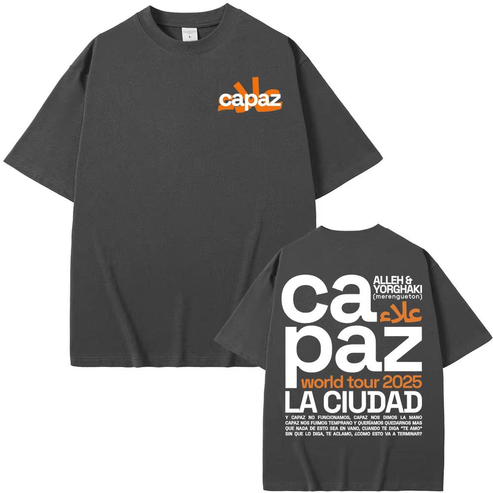 Alleh & Yorghaki La Ciudad Ca Paz Worid Tour 2025 Print T-shirt for Men and Women Hip-hop Summer Print 100% Pure Cotton T-shirt