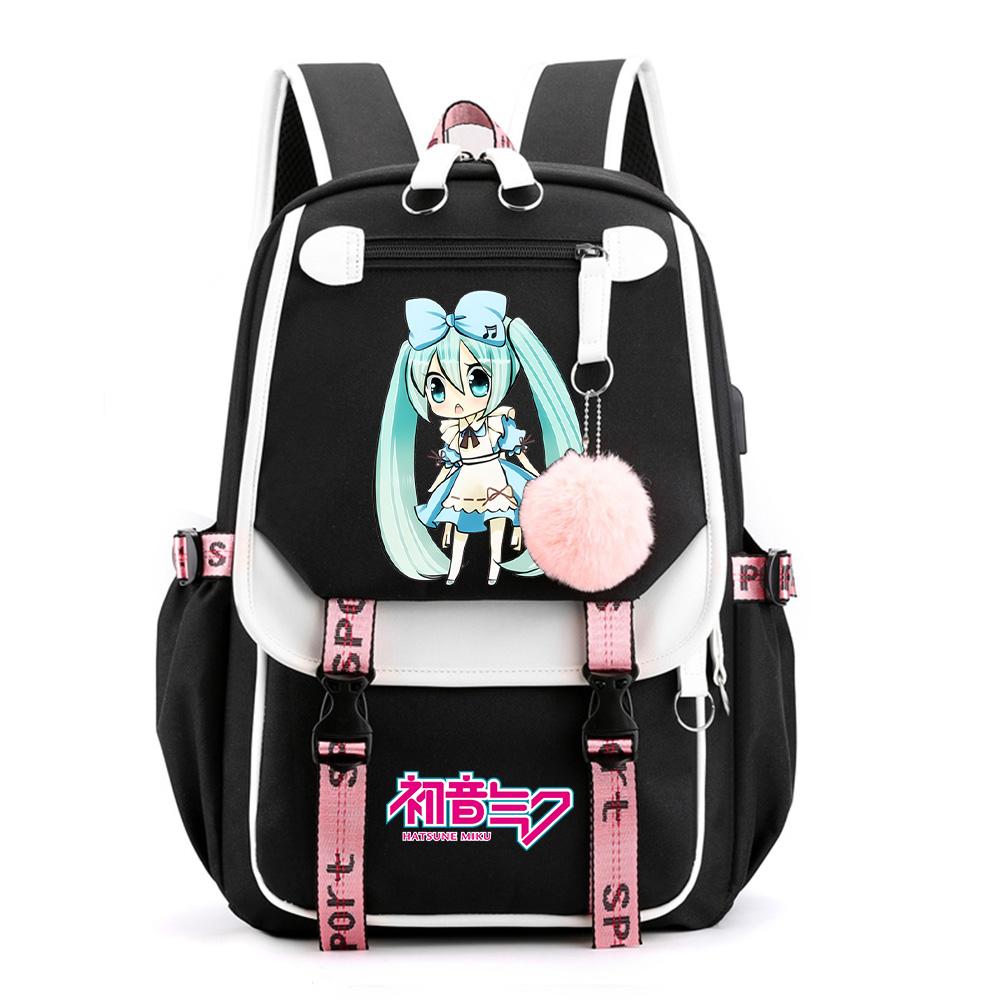 Anime Hatsune Miku Potisk Batoh Školní taška pro Teenagera Studenta Dívku Chlapce Taška na knihy Velká kapacita vodotěsný Cestovní taška Dárek Ruksak