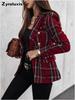 Autumn Winter Long Sleeve Double Button Lapel Printed Coat for Women