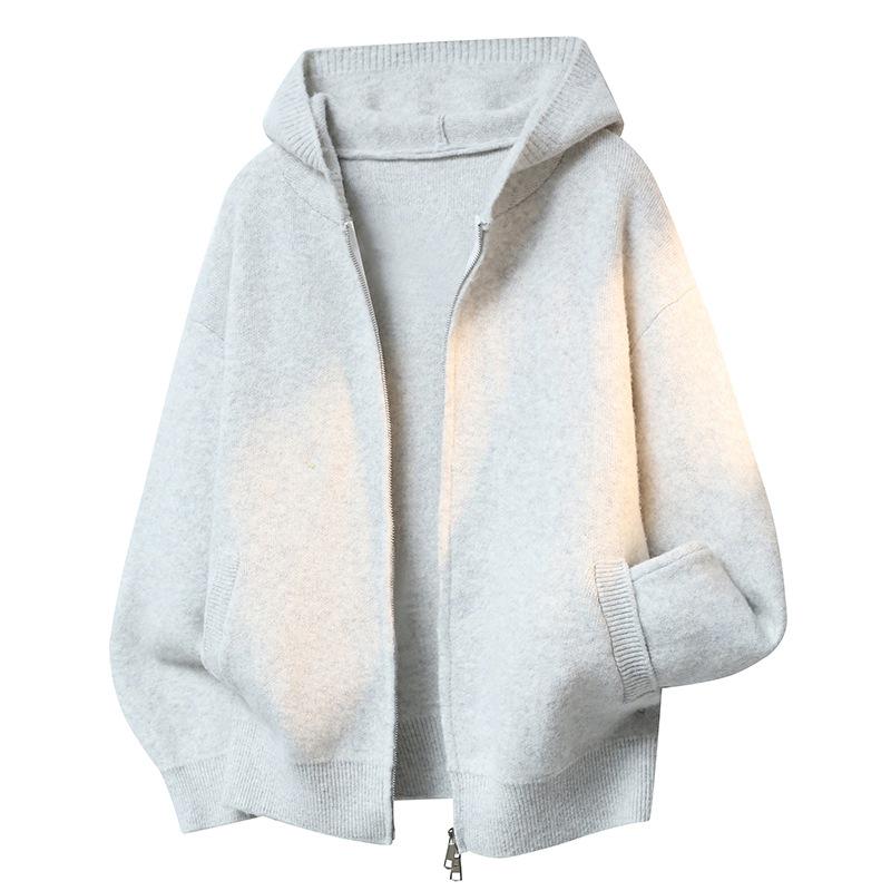High-Quality Unisex Hooded Knit Cardigan – Warm, Thick, Casual Zipper Sweater