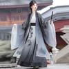 Unisex Song Dynasty Style Hanfu Inspired Modern Set Women Men Watercolor Print Wide Sleeve Top Skirt