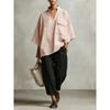 Women Loose V Neck Short Sleeve Cotton Linen Summer Shirt