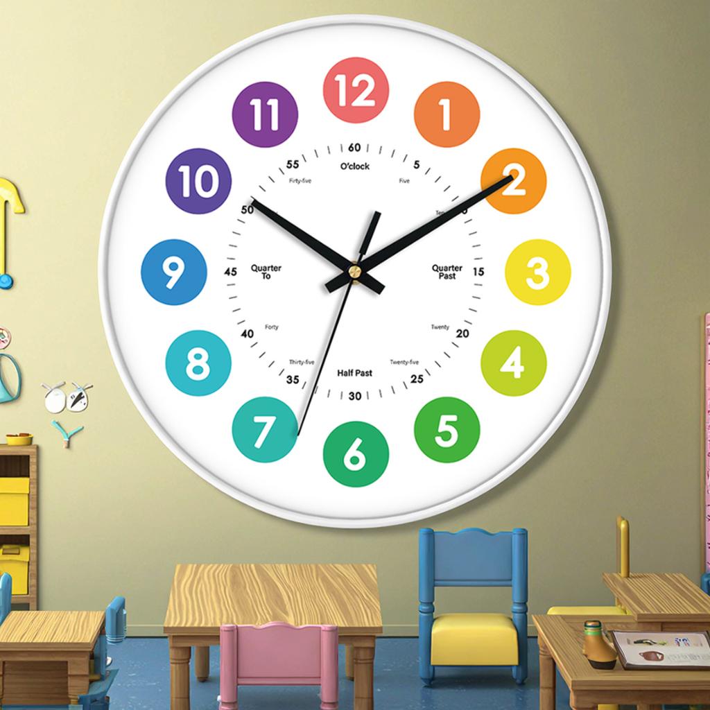Kinder Lern-Quarz Analog-Zeiger-Wanduhr für den Kindergarten Lernbar Farbe & Logo anpassbar