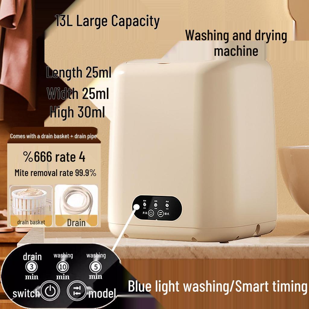 Compact Blue-Light Spin Washer for Underwear and Socks - Ideal for Dorms and Home Use