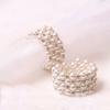 4PCS Pearl Llip Diamond Napkin Rings ,Hand Beaded Napkin Holder for Wedding Birthday Home Dinning Party Table Decor