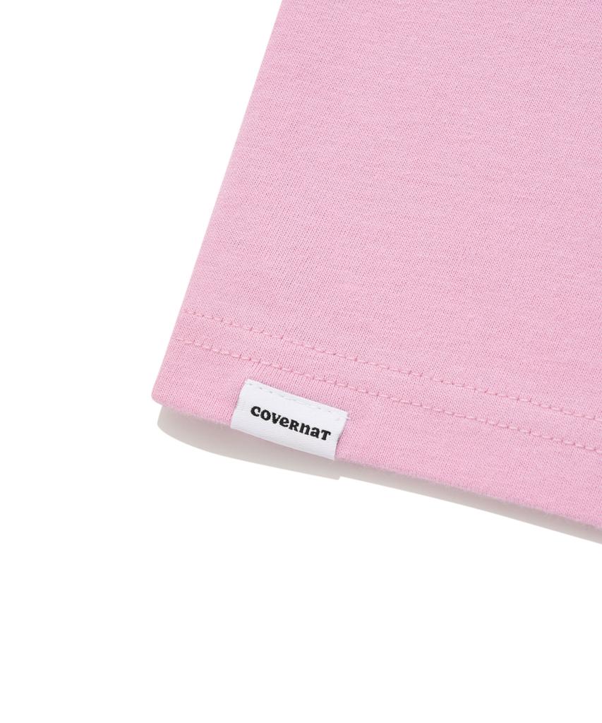 COVERNAT WOMAN Crop C Logo Over T-Shirt Pink