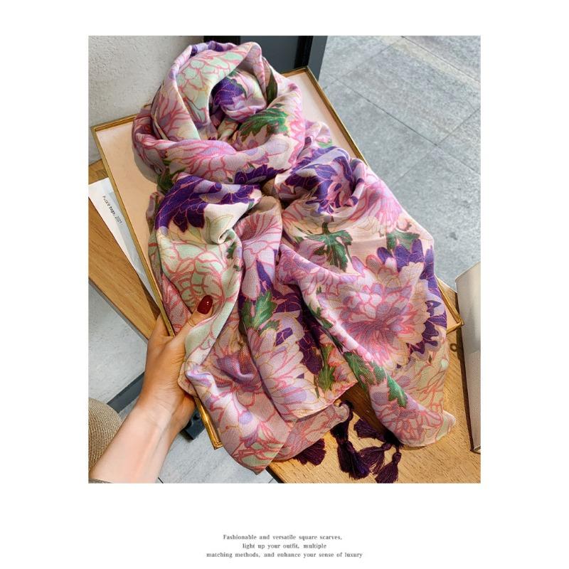 Women S Floral Printed Scarf For Spring Summer Travel Sun Protection Versatile Shawl