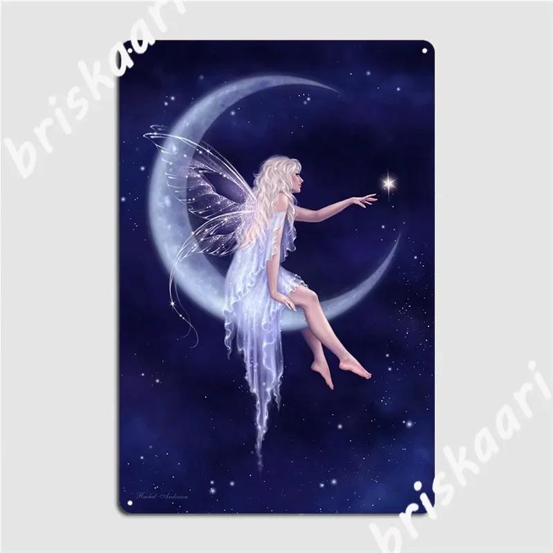 Birth Of A Star Moon Fairy Metal Plaque Poster Customized Wall Plaque Party Party Designing Tin Sign Poster 20X30CM
