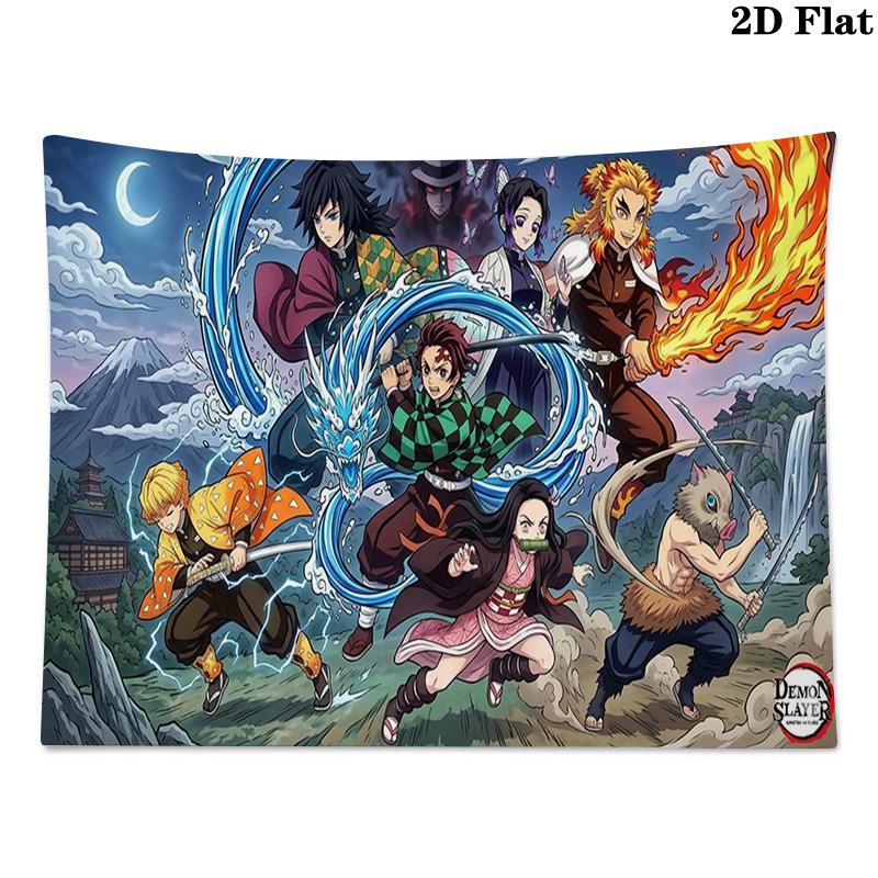 Demon Slayer Wall Tapestry Aesthetic Wall Hanging Printed Fabric Blanket Decorative Tapestries for Bedroom Living Room Home Decor