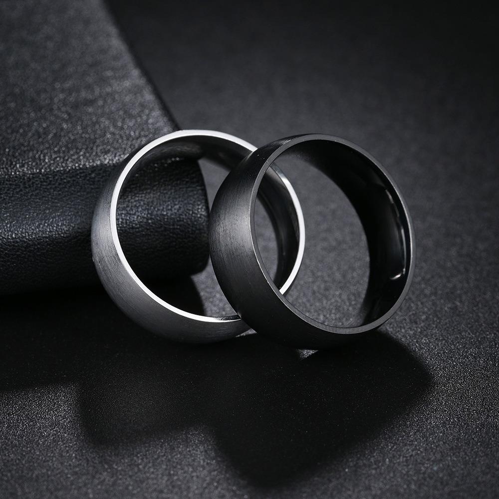 Black Wedding Band Engagement Stainless Steel Ring for Women Men