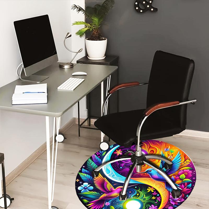 

1pc Office Carpet Chair Mats Colorful Hummingbirds Yin Yang Perfect for Decorating Office Chairs, Living Rooms, Or Bedrooms.YDT132 80cm by 80cm