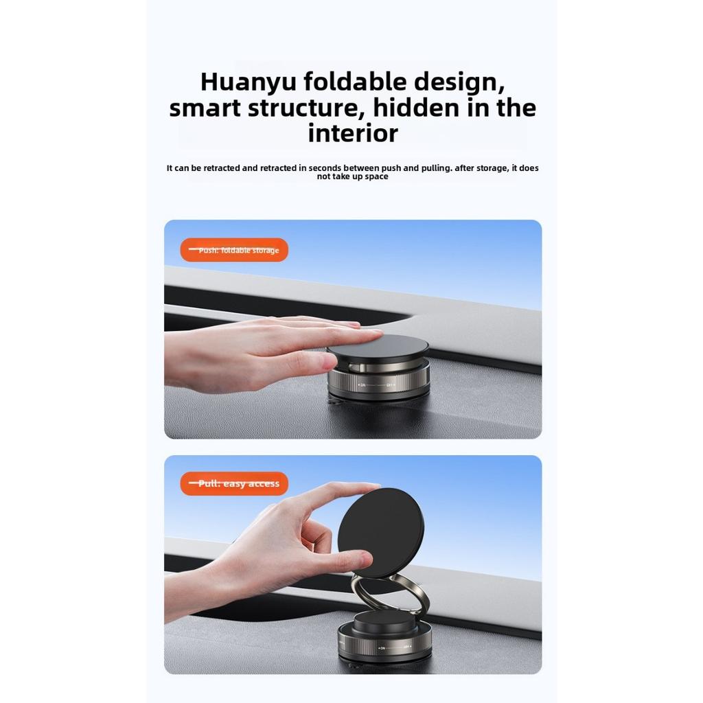 Magnetisk telefonholder for vakuum, Sammenleggbar og justerbar magnetisk telefonholder med enhåndsbetjening, 360° rotasjon Egnet for biler