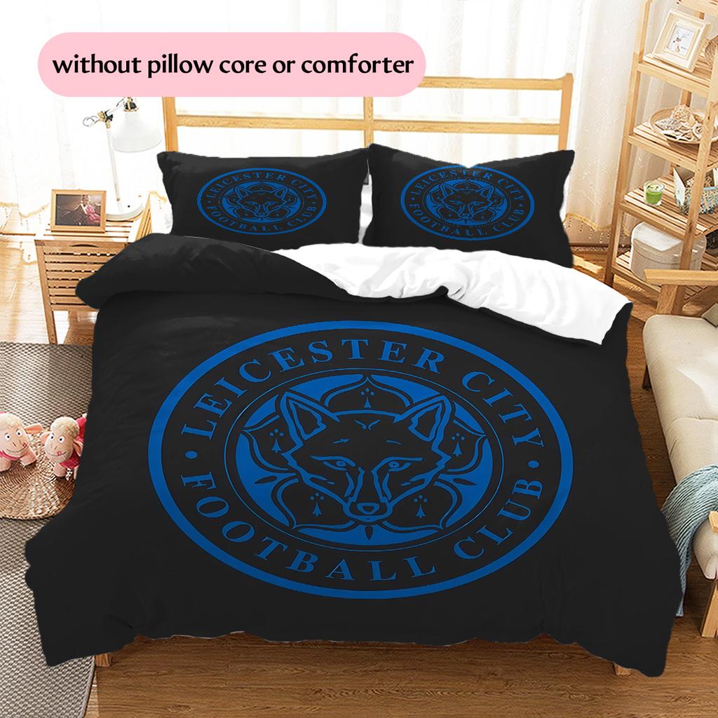 Leicester City Football Club Pattern Bedding Quilt Set Home Decoration Gift (1 * duvet cover + 2 * pillowcase without core)