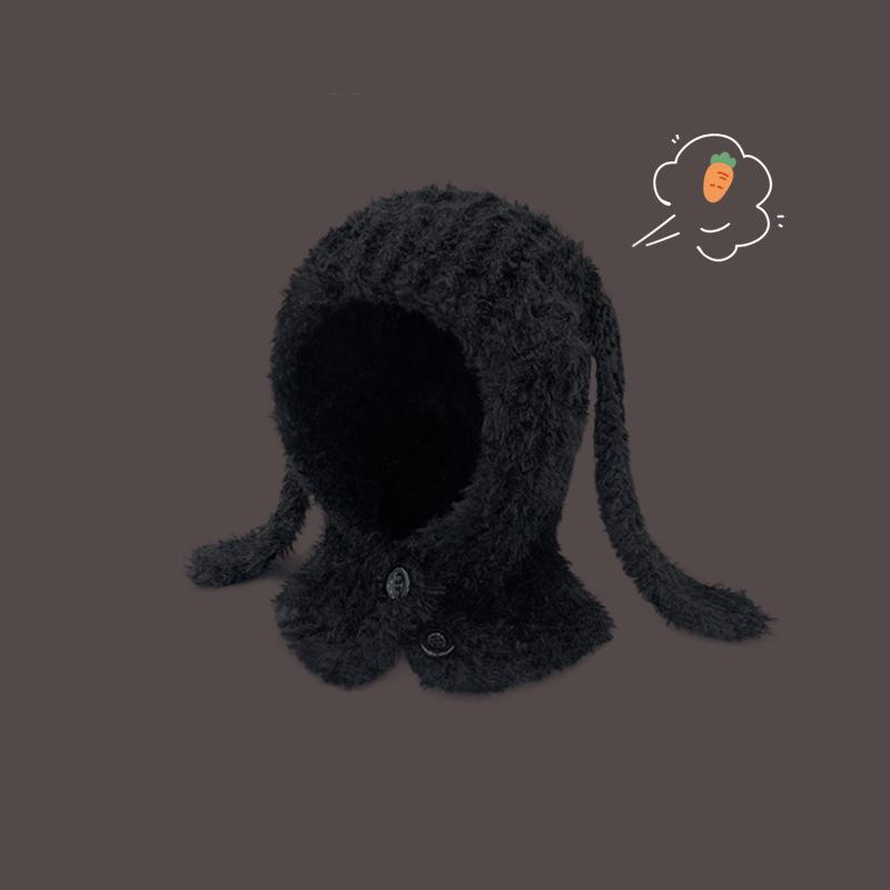 

Мила плюшева шапка з довгими вухами кролика Жіночий увігнутий дизайн Теплий захист для вух Шапка Балакла Осінньо-зимова толстовка one size