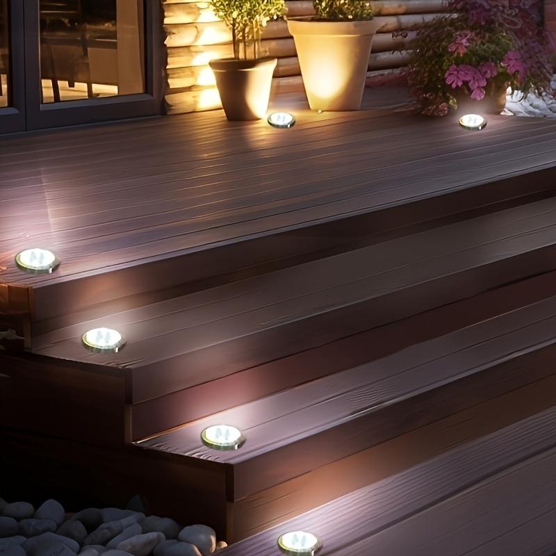 5PCS 8LED Super Bright Solar Buried Light, Outdoor IP44 Waterproof, Automatic Closing and Opening, Warm Light, White Light