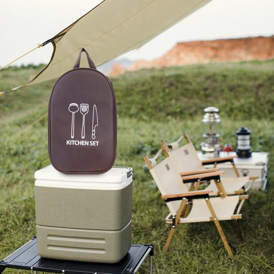 Tableware Storage Bag Large Capacity Zipper Closure Waterproof Portable Picnic Cookware Organizer Camping Supplies