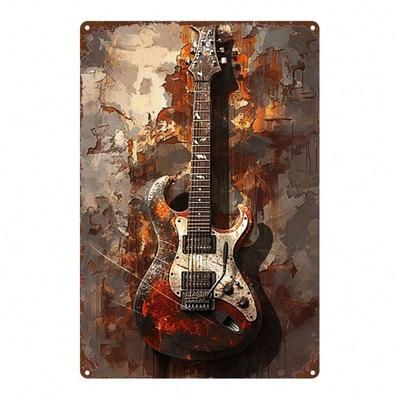 Vintage Metal Guitar Wall Art Sign Humorous Office Decor