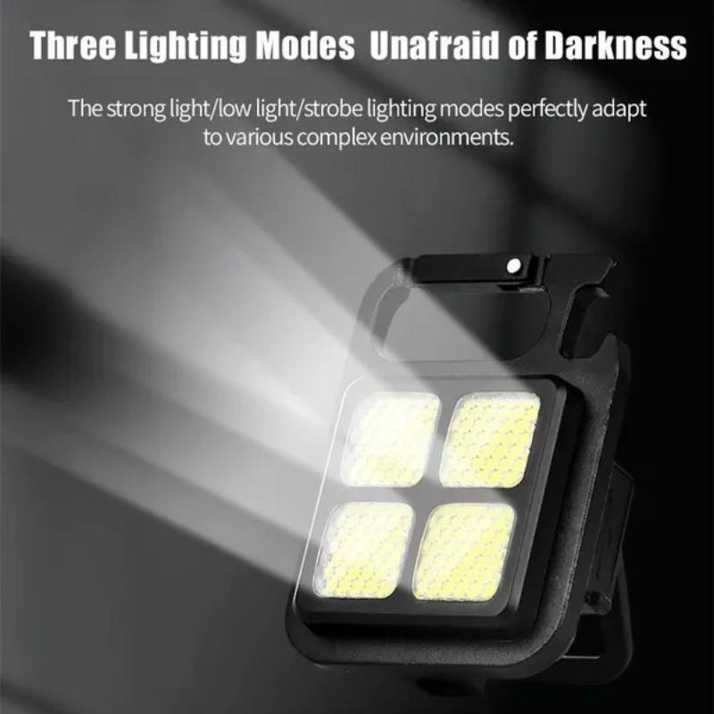 Nuova mini torcia da tasca USB multifunzionale, torcia ricaricabile, luce da lavoro magnetica COB, portachiavi LED, per campeggio all'aperto, pesca, ciclismo, passeggiate