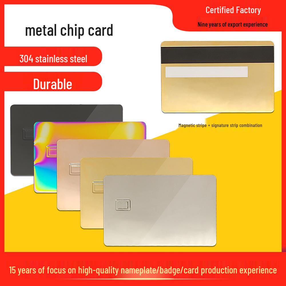 Premium 24K Gold-Plated 304 Stainless Steel Credit Card with IC Chip & Magnetic Stripe