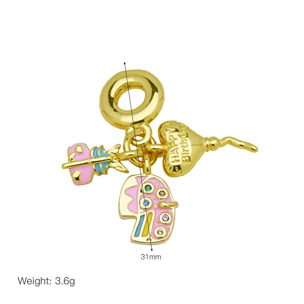 Couple Motorcycle Pizza Camera Hair Blooming Notepad Diy Panjiadora Pendant Colored Drip Oil Bracelet