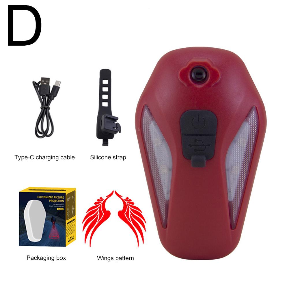 

Cycling Projector Taillight Bicycle Tail Lamp Type C Charging Cycling Safety Warning Light 4 Light Modes for Night Riding