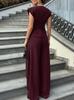 2026 European & American V-neck Sleeveless Jumpsuit - Slimming Waist, Elegant Wide-leg Design