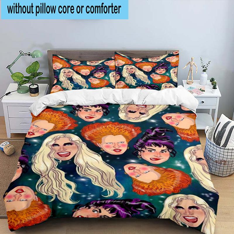 3PCS Halloween witches 3pcs Bedding,Including 3PCS Duvet Cover And 2pcs Pillowcases Perfect for Christmas,Ideal for Bedroom, Dormitory