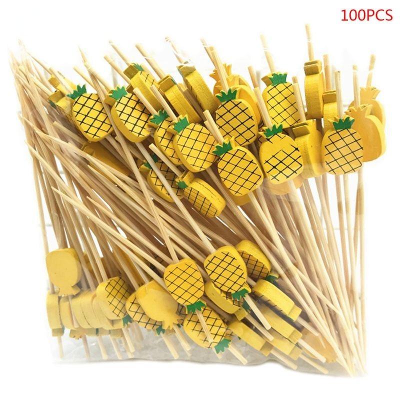 100 Pcs Disposable Bamboo Picks Food Fruit Cocktail Handmade Toothpicks Picnic Party Supplies Decoration.