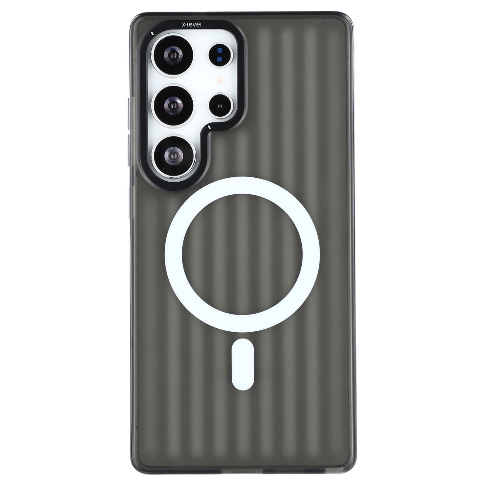 

X-LEVEL Чехол для Samsung Galaxy S25 Ultra Совместимый с MagSafe Гофрированная текстура ПК+ТПУ Чехол для телефона Black