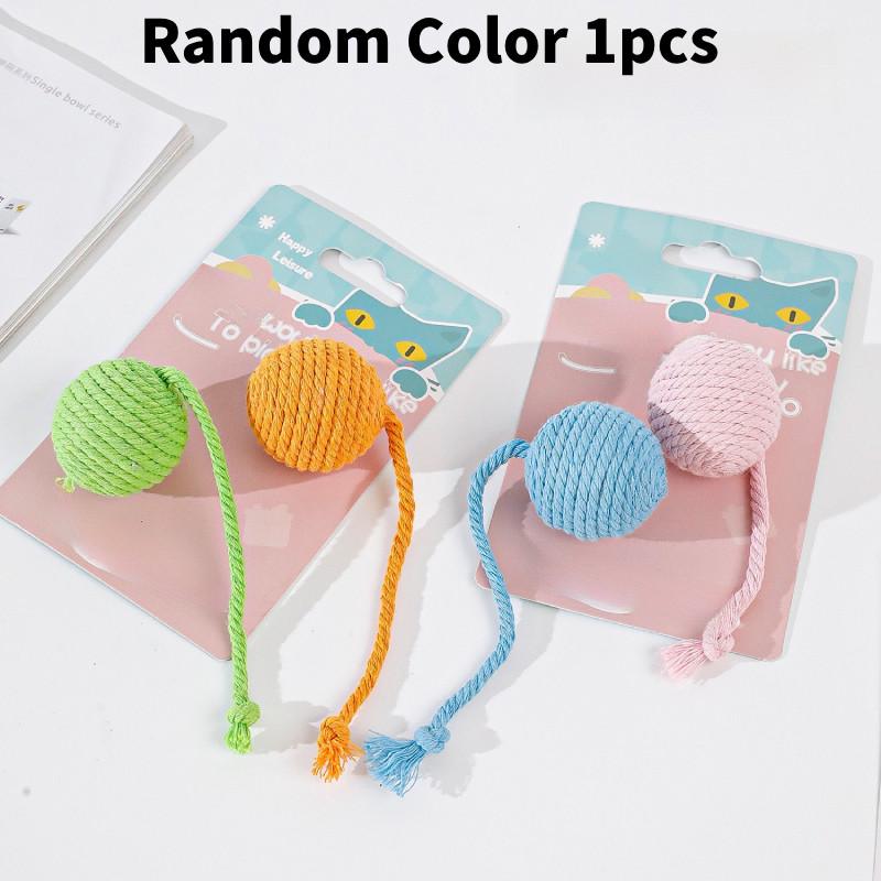 

Cat Chewing Toy With Cotton Rope And Random Color Tail Ball For Dental Care