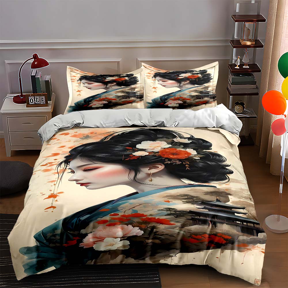 

Elegant floral portrait. Bedding Duvet cover sets Duvet covers Pillowcases gifts (1 * Duvet Cover 2 * Pillowcases, without duvet insert) 135x200cm