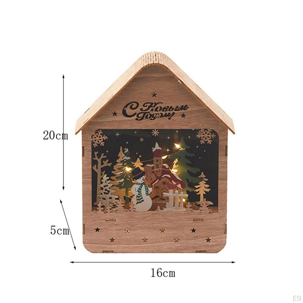 Weihnachts-Schneehaus Leuchtende Szene Holzfigur für Zuhause
