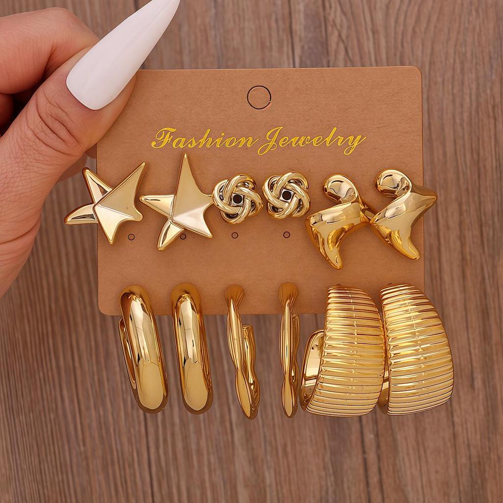 European-American Cross-border C-shaped Teardrop Flower Earrings: Chic, Creative, & Versatile Women's Jewelry Set