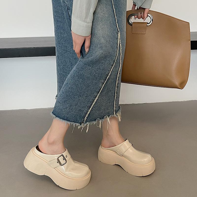 Casual Platform Slippers Sandals Summer New Fashion Round Head Lazy Bag Head Half Slippers
