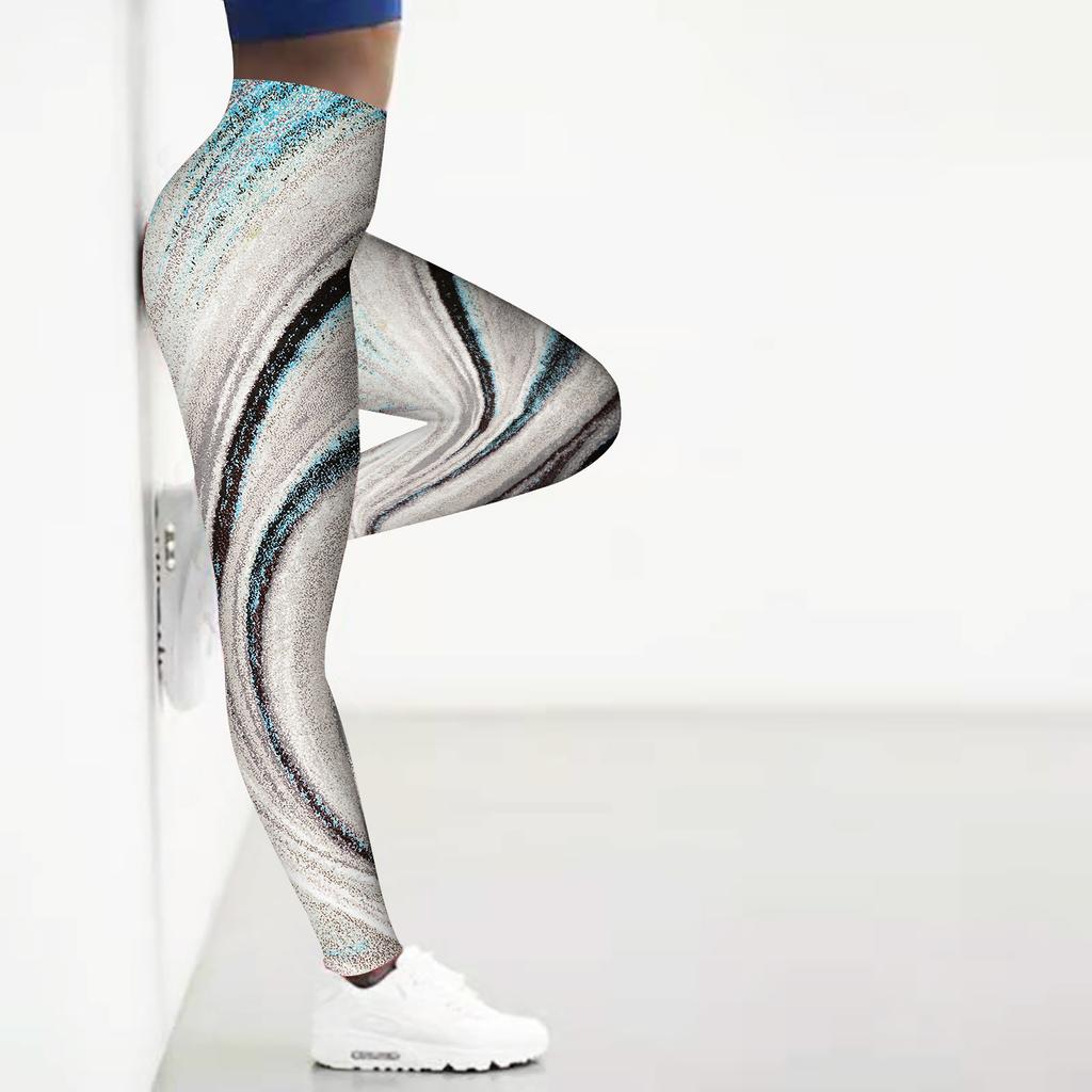 Leggings da yoga elasticizzati con stampe in rete bianca da donna, per fitness, corsa, palestra, sport, pantaloni attivi