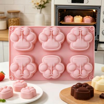 Cat Paw Silicone Mold Food-Grade Chocolate Mousse Cake Mold Easy-Release Reusable Baking Mold for DIY Dessert Soap Decompression Toy