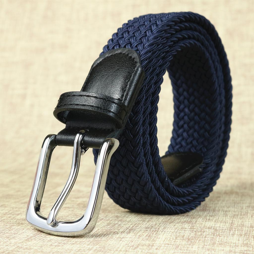 Premium Braided Belt Casual Men'S Belt Pin Buckle Elastic Canvas Elastic Belt Women'S Belt