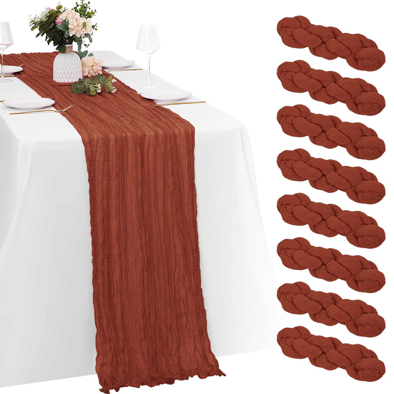 

6 Pack Cheesecloth Table Runners Rustic Sheer Gauze Table Runner Cheese Cloth for Wedding Birthday Party Baby Shower Table Decor 6Pcs 90x180cm