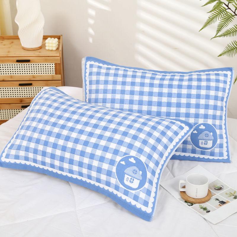 Sada povlaků na polštář a ručníků z čisté bavlněné gázy - Měkké, prodyšné, savé, nepouštějící vlákna (Sada 2)