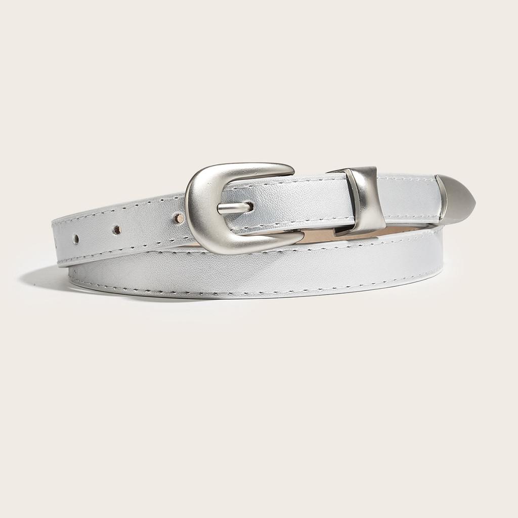 

Simple Faux Leather Waist Belt For Women With Pin Closure For Casual Wear срібний