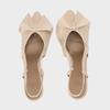 Fashion Sexy Pointed Toe Slingbacks Mules Heeled Sandals Women  Designer Beige Patent Leather Pumps Fashion Bow Party Shoes Office Heels