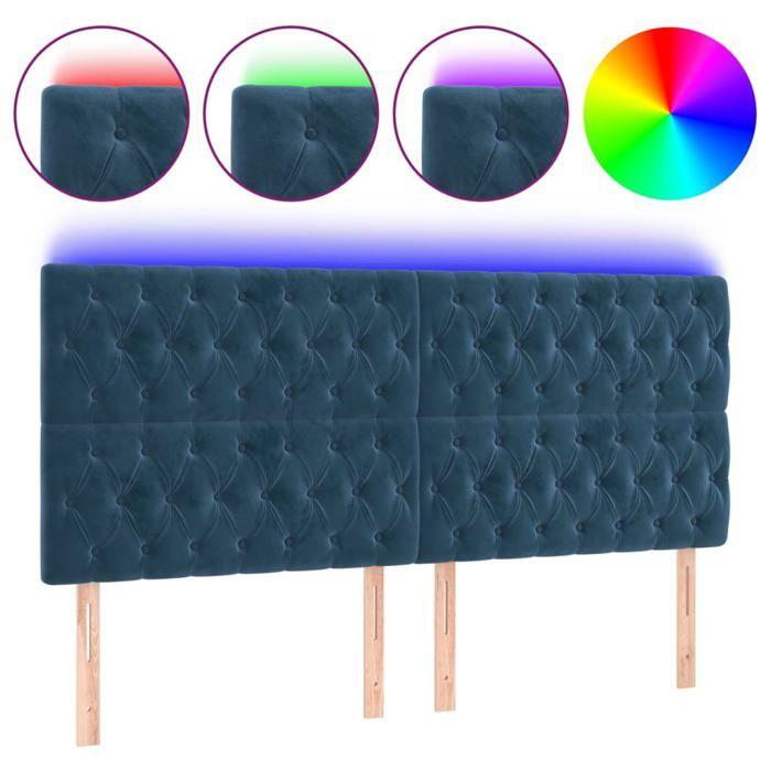 VidaXL LED Headboard Bedroom Furniture Double Bed Accessory Head of Bed Frame Interior Dark Blue 3122830
