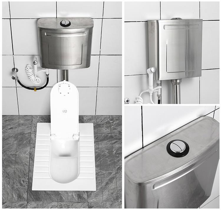 Compact Ceramic Squat Toilet with Flip Lid and Cover Plate