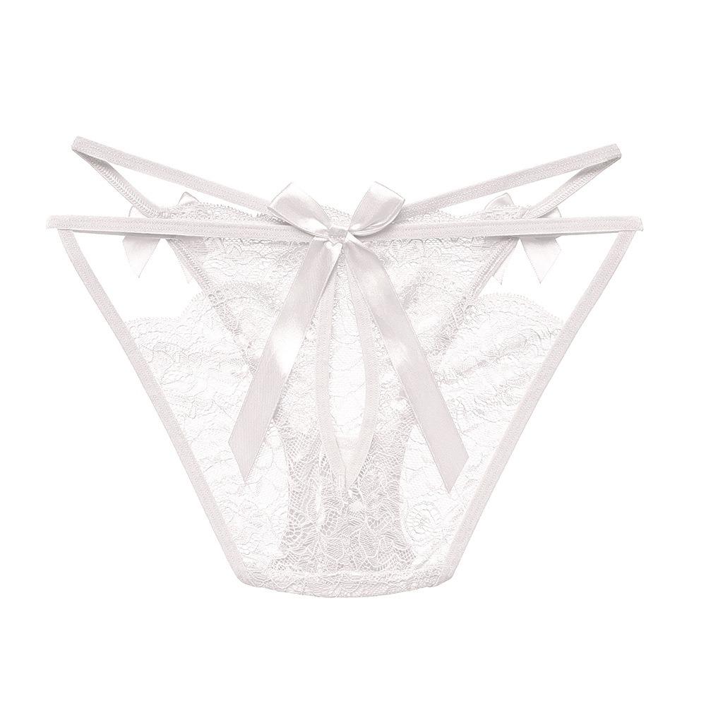 Sexy Lace Pure Lust Seduction Women's Briefs Mood Hollow Bow Mid-waist Comfortable Cotton Crotch Girl Panties