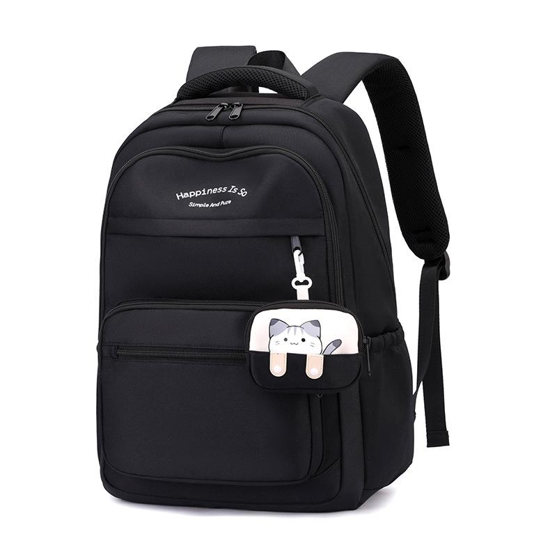 

Trendy Lightweight High School Student Girls Schoolbag Large Capacity Burden Reduction Waterproof Backpack Primary School Students Grades 5-6 Book Bag чёрный